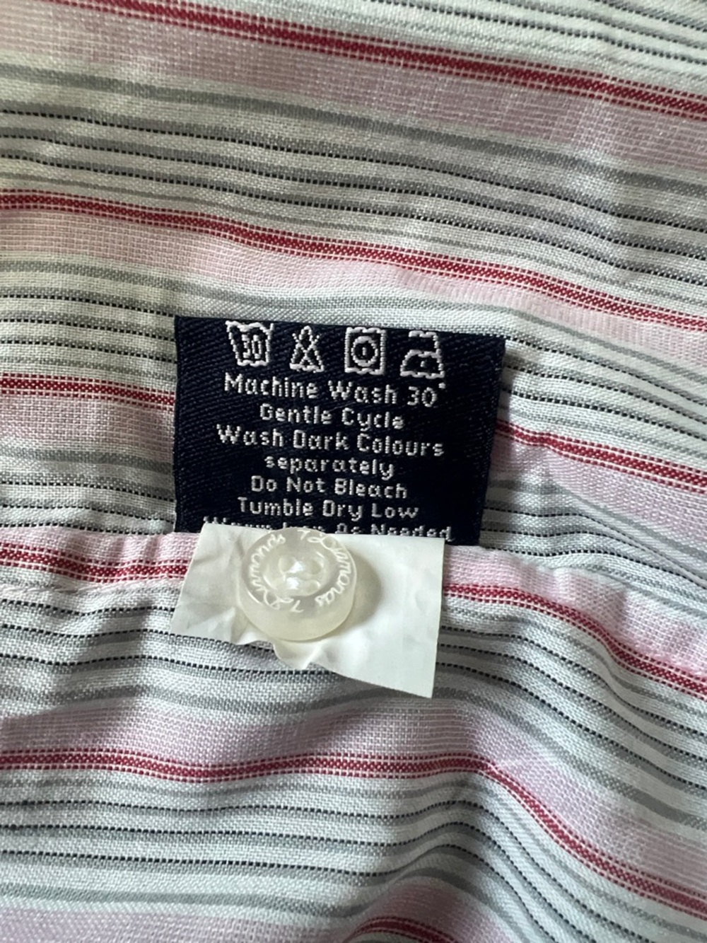 NWT 7 Diamonds Men’s Button-Down Long-Sleeve Pink Gray Striped Cotton Shirt - XL - Picture 4 of 8